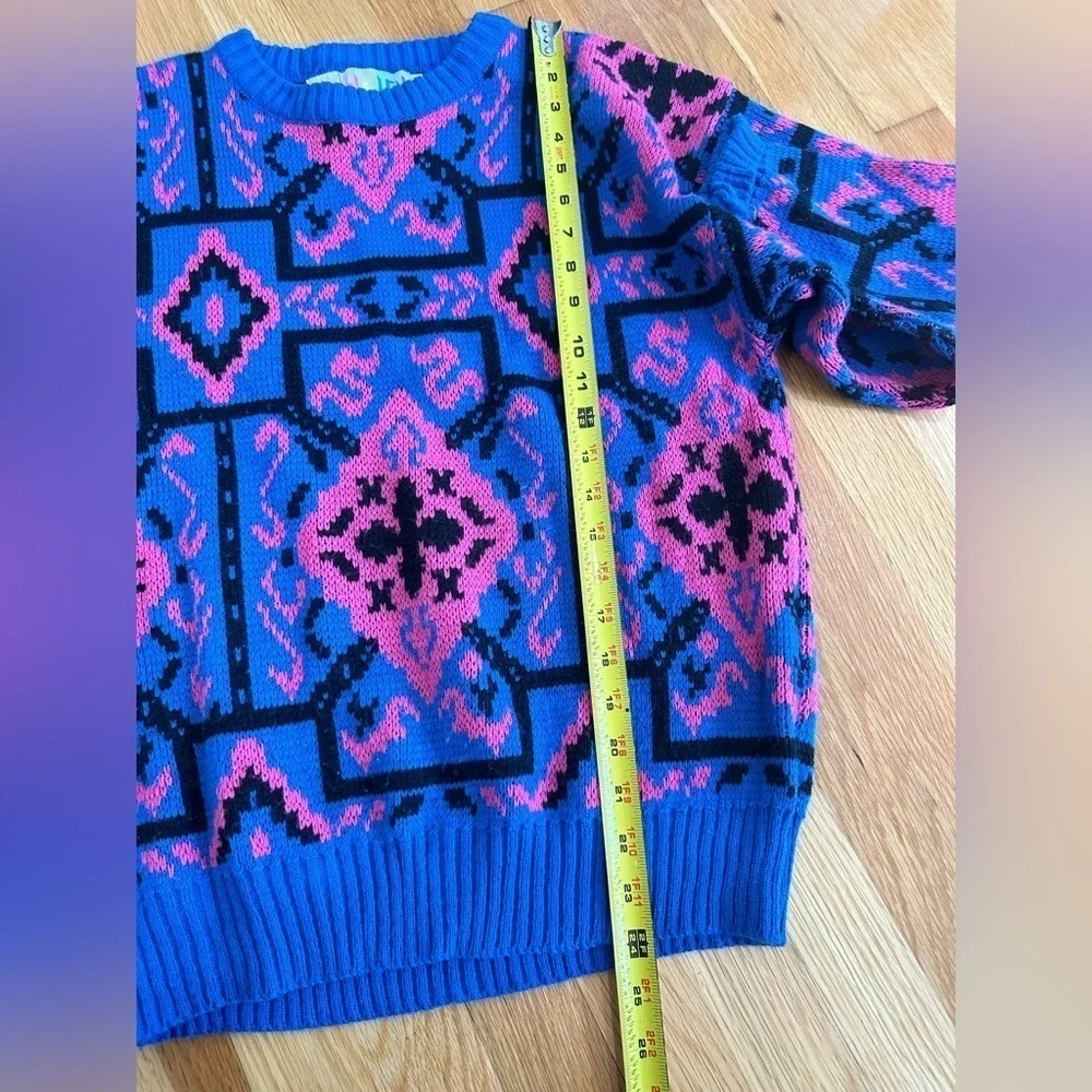 Vtg Colorful Sweater Geometric Knit Ski Sz M Colorblock 80’s Grunge Art Cosby 3D - Picture 5 of 5